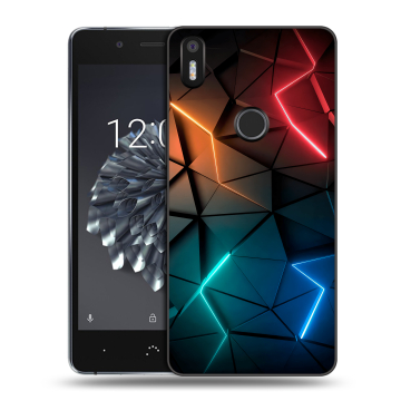 Силиконовый чехол на BQ Aquaris X5 Plus с принтом Абстракция неон