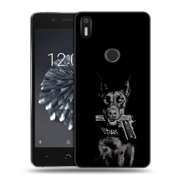 Силиконовый чехол на BQ Aquaris X5 Plus с принтом Доберман и пистолет