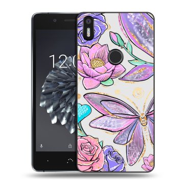 Силиконовый чехол на BQ Aquaris X5 Plus с принтом Бабочки и цветы Силиконовый чехол на BQ Aquaris X5 Plus с принтом Бабочки и цветы