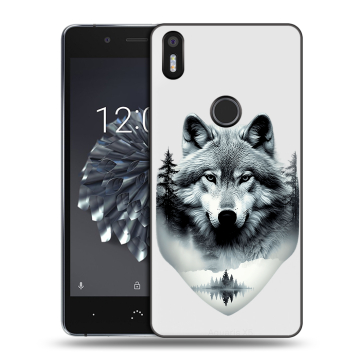 Силиконовый чехол на BQ Aquaris X5 Plus с принтом Волк в лесу Силиконовый чехол на BQ Aquaris X5 Plus с принтом Волк в лесу