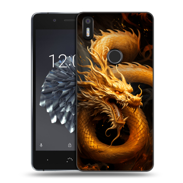 Силиконовый чехол на BQ Aquaris X5 Plus с принтом Золотой дракон