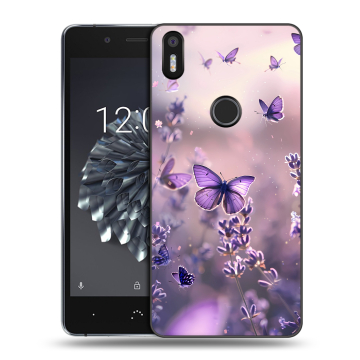 Силиконовый чехол на BQ Aquaris X5 Plus с принтом бабочки и лаванда
