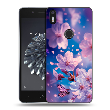 Силиконовый чехол на BQ Aquaris X5 Plus с принтом цветы бабочки Силиконовый чехол на BQ Aquaris X5 Plus с принтом цветы бабочки