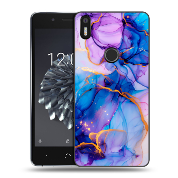 Силиконовый чехол на BQ Aquaris X5 Plus с принтом синий мрамор