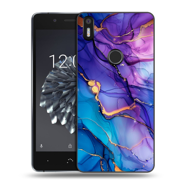 Силиконовый чехол на BQ Aquaris X5 Plus с принтом синий мрамор Силиконовый чехол на BQ Aquaris X5 Plus с принтом синий мрамор