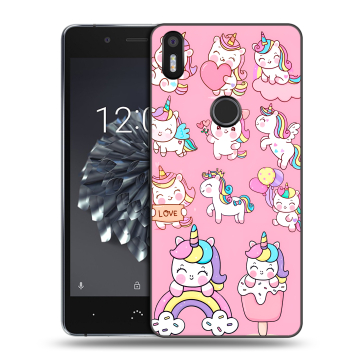 Силиконовый чехол на BQ Aquaris X5 Plus с принтом Единороги и радуга