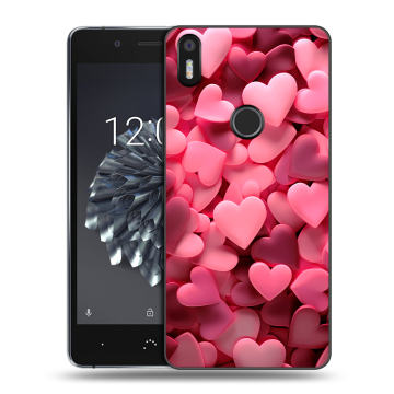 Силиконовый чехол на BQ Aquaris X5 Plus с принтом розовые сердечки Силиконовый чехол на BQ Aquaris X5 Plus с принтом розовые сердечки