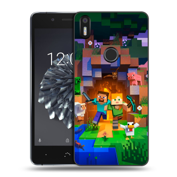 Силиконовый чехол на BQ Aquaris X5 Plus с принтом Майнкрафт Minecraft