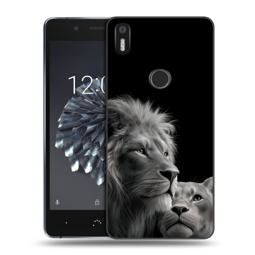 Силиконовый чехол на BQ Aquaris X5 Plus с принтом Лев кошки
