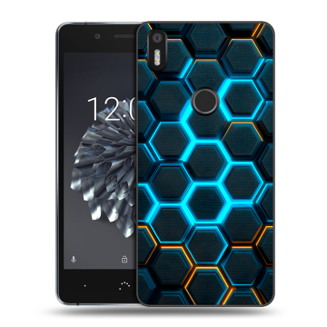 Силиконовый чехол на BQ Aquaris X5 Plus с принтом Неоновые соты