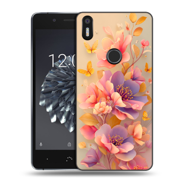 Силиконовый чехол на BQ Aquaris X5 Plus с принтом Цветы и бабочки