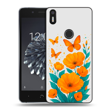 Силиконовый чехол на BQ Aquaris X5 Plus с принтом цветы бабочки