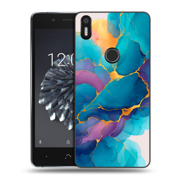 Силиконовый чехол на BQ Aquaris X5 Plus с принтом Мрамор блестки