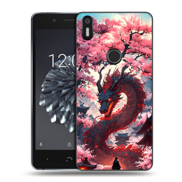 Силиконовый чехол на BQ Aquaris X5 Plus с принтом Дракон Японский