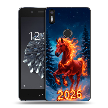 Силиконовый чехол на BQ Aquaris X5 Plus с принтом Новый год коня