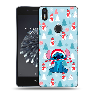 Силиконовый чехол на BQ Aquaris X5 Plus с принтом Стич Новый год
