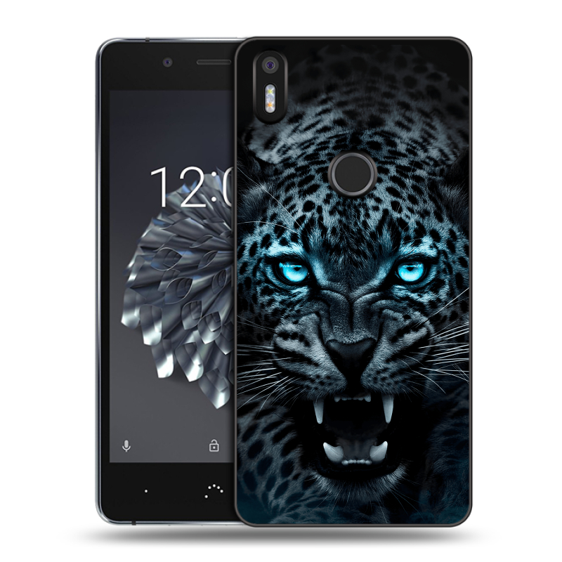 Силиконовый чехол на BQ Aquaris X5 Plus с принтом Темный леопард Силиконовый чехол на BQ Aquaris X5 Plus с принтом Темный леопард