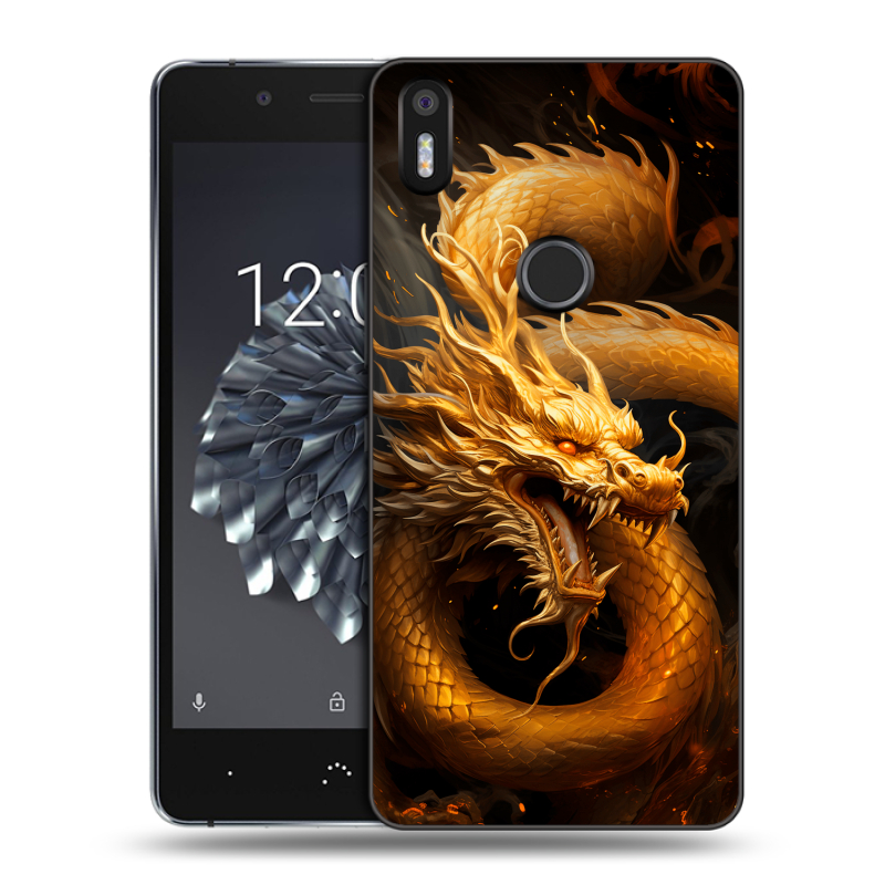 Силиконовый чехол на BQ Aquaris X5 Plus с принтом Золотой дракон Силиконовый чехол на BQ Aquaris X5 Plus с принтом Золотой дракон