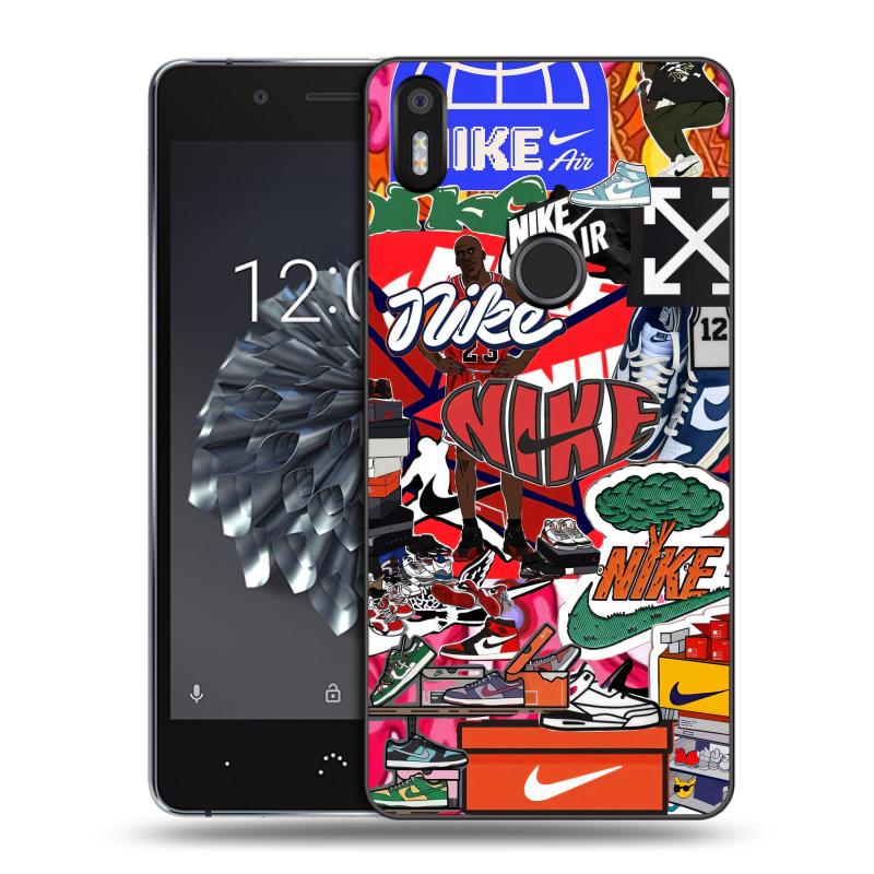 Силиконовый чехол на BQ Aquaris X5 Plus с принтом Найк Nike яркий Силиконовый чехол на BQ Aquaris X5 Plus с принтом Найк Nike яркий