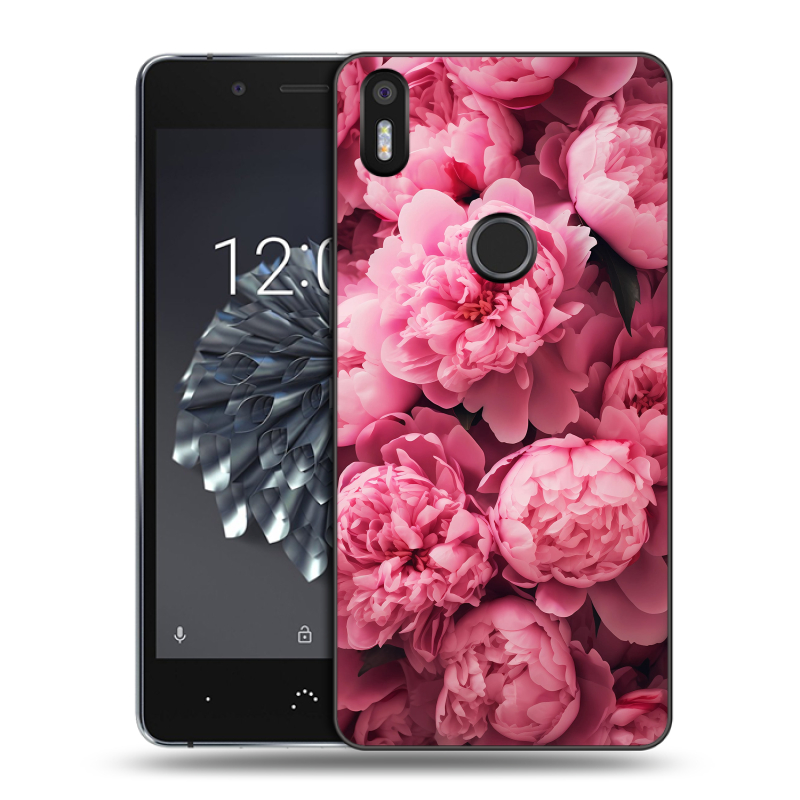 Силиконовый чехол на BQ Aquaris X5 Plus с принтом цветы пионы Силиконовый чехол на BQ Aquaris X5 Plus с принтом цветы пионы