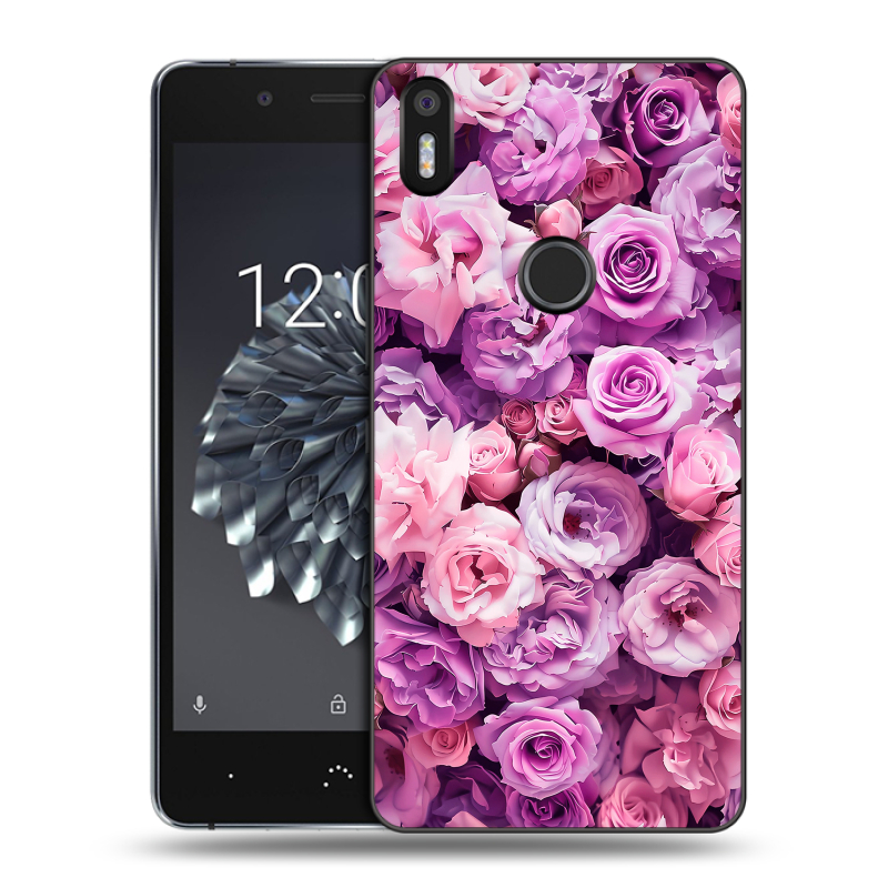 Силиконовый чехол на BQ Aquaris X5 Plus с принтом лавандовые розы Силиконовый чехол на BQ Aquaris X5 Plus с принтом лавандовые розы