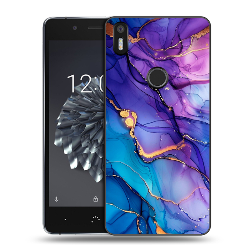 Силиконовый чехол на BQ Aquaris X5 Plus с принтом синий мрамор Силиконовый чехол на BQ Aquaris X5 Plus с принтом синий мрамор