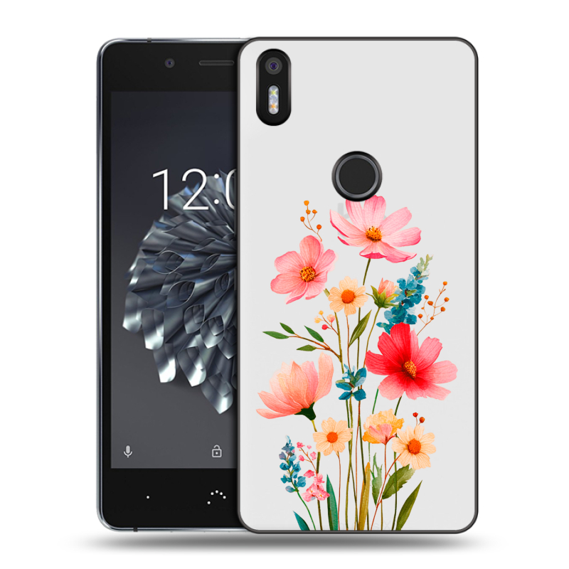 Силиконовый чехол на BQ Aquaris X5 Plus с принтом Цветы Силиконовый чехол на BQ Aquaris X5 Plus с принтом Цветы