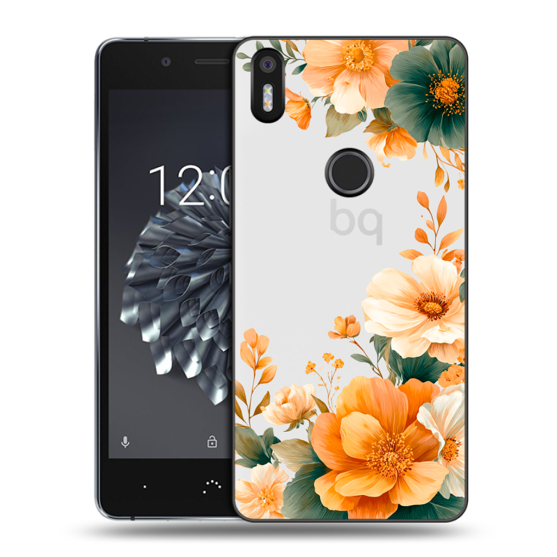Силиконовый чехол на BQ Aquaris X5 Plus с принтом Цветы принт Силиконовый чехол на BQ Aquaris X5 Plus с принтом Цветы принт