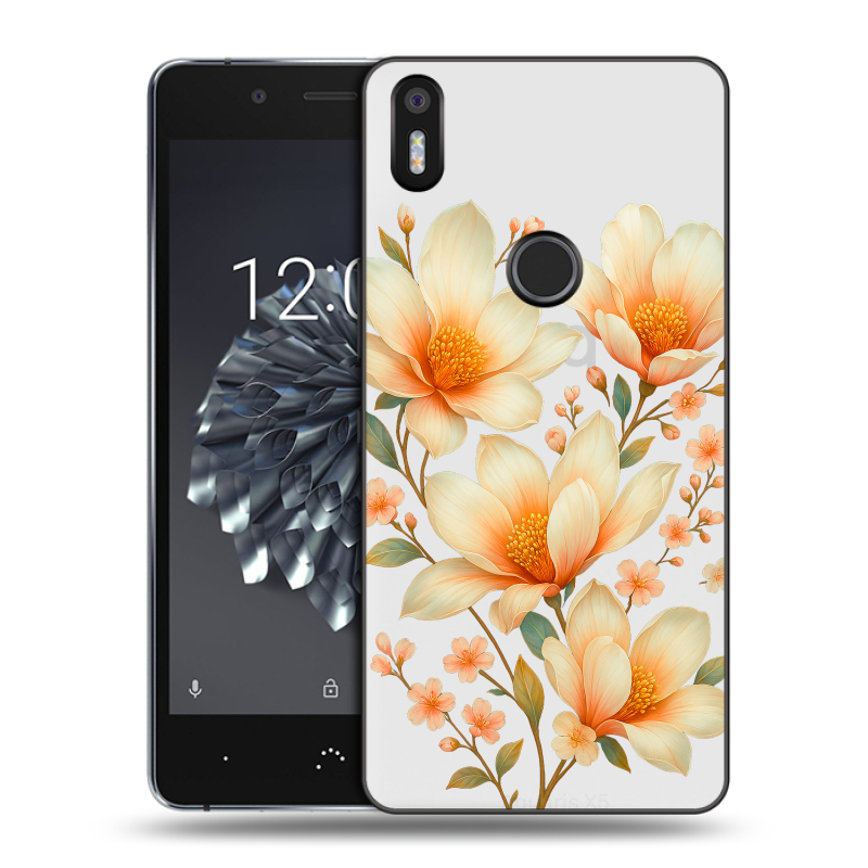Силиконовый чехол на BQ Aquaris X5 Plus с принтом Цветы Силиконовый чехол на BQ Aquaris X5 Plus с принтом Цветы