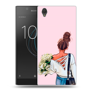 Пластиковый чехол на Sony Xperia L1 с принтом Девушка и букет Пластиковый чехол на Sony Xperia L1 с принтом Девушка и букет