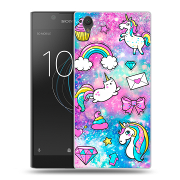 Пластиковый чехол на Sony Xperia L1 с принтом Единороги Пластиковый чехол на Sony Xperia L1 с принтом Единороги