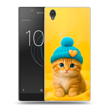 Пластиковый чехол на Sony Xperia L1 с принтом Котенок в шапке