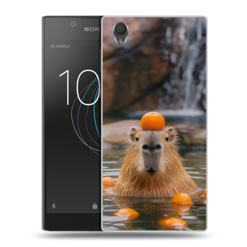 Пластиковый чехол на Sony Xperia L1 с принтом Капибара с апельсином