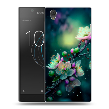 Пластиковый чехол на Sony Xperia L1 с принтом Цветы и мрамор Пластиковый чехол на Sony Xperia L1 с принтом Цветы и мрамор
