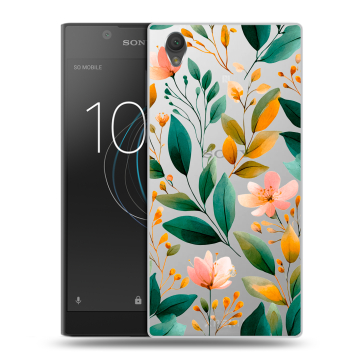 Пластиковый чехол на Sony Xperia L1 с принтом Цветы паттерн Пластиковый чехол на Sony Xperia L1 с принтом Цветы паттерн