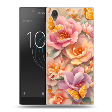 Пластиковый чехол на Sony Xperia L1 с принтом Цветы и бабочки Пластиковый чехол на Sony Xperia L1 с принтом Цветы и бабочки
