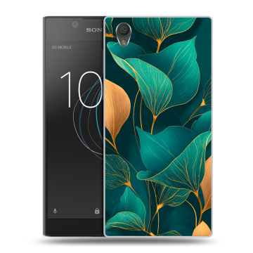 Пластиковый чехол на Sony Xperia L1 с принтом Листья и золото Пластиковый чехол на Sony Xperia L1 с принтом Листья и золото