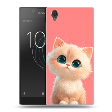Пластиковый чехол на Sony Xperia L1 с принтом Розовый котенок Пластиковый чехол на Sony Xperia L1 с принтом Розовый котенок