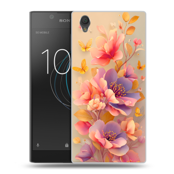 Пластиковый чехол на Sony Xperia L1 с принтом Цветы и бабочки Пластиковый чехол на Sony Xperia L1 с принтом Цветы и бабочки