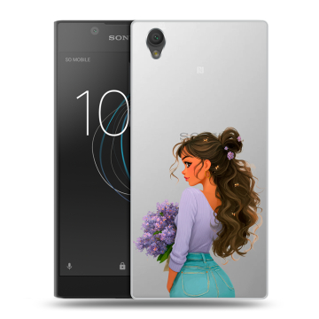 Пластиковый чехол на Sony Xperia L1 с принтом девушка цветы Пластиковый чехол на Sony Xperia L1 с принтом девушка цветы