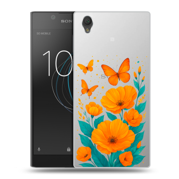 Пластиковый чехол на Sony Xperia L1 с принтом цветы бабочки Пластиковый чехол на Sony Xperia L1 с принтом цветы бабочки