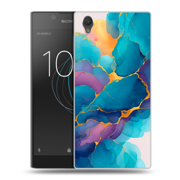 Пластиковый чехол на Sony Xperia L1 с принтом Мрамор блестки Пластиковый чехол на Sony Xperia L1 с принтом Мрамор блестки