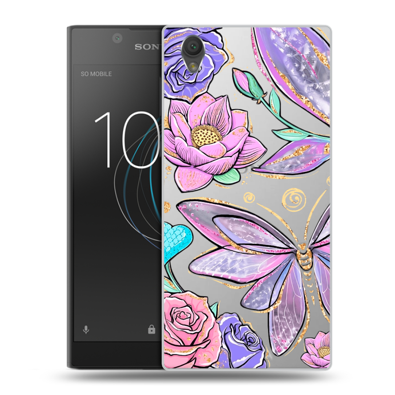 Пластиковый чехол на Sony Xperia L1 с принтом Бабочки и цветы Пластиковый чехол на Sony Xperia L1 с принтом Бабочки и цветы