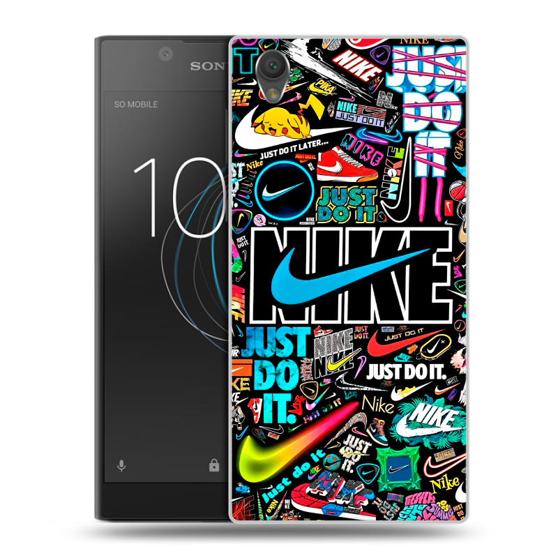 Пластиковый чехол на Sony Xperia L1 с принтом найк nike черный Пластиковый чехол на Sony Xperia L1 с принтом найк nike черный