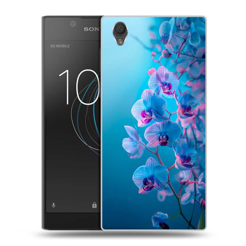 Пластиковый чехол на Sony Xperia L1 с принтом голубые орхидеи Пластиковый чехол на Sony Xperia L1 с принтом голубые орхидеи