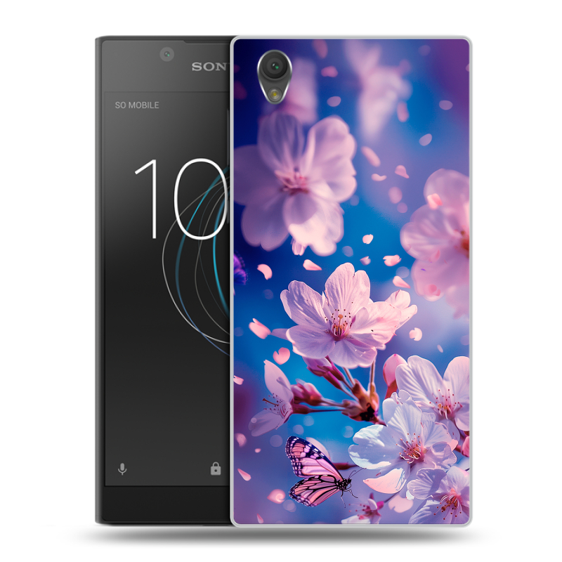 Пластиковый чехол на Sony Xperia L1 с принтом цветы бабочки Пластиковый чехол на Sony Xperia L1 с принтом цветы бабочки