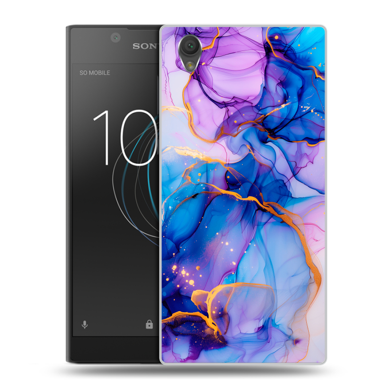 Пластиковый чехол на Sony Xperia L1 с принтом синий мрамор Пластиковый чехол на Sony Xperia L1 с принтом синий мрамор