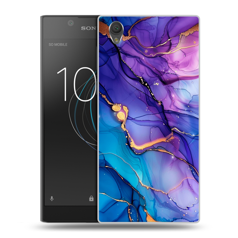 Пластиковый чехол на Sony Xperia L1 с принтом синий мрамор Пластиковый чехол на Sony Xperia L1 с принтом синий мрамор