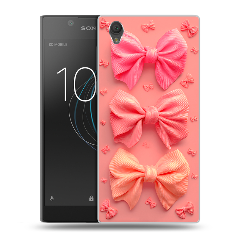 Пластиковый чехол на Sony Xperia L1 с принтом Розовые бантики Пластиковый чехол на Sony Xperia L1 с принтом Розовые бантики