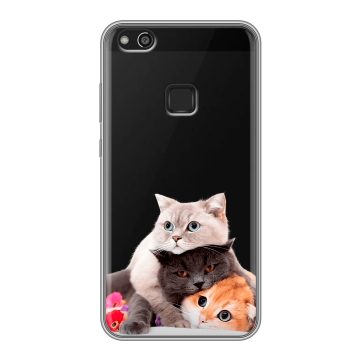 Силиконовый чехол на Huawei P10 Lite с принтом Кошки Силиконовый чехол на Huawei P10 Lite с принтом Кошки